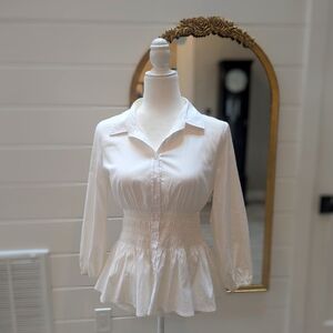 White House Black Market White button down blouse, size small
